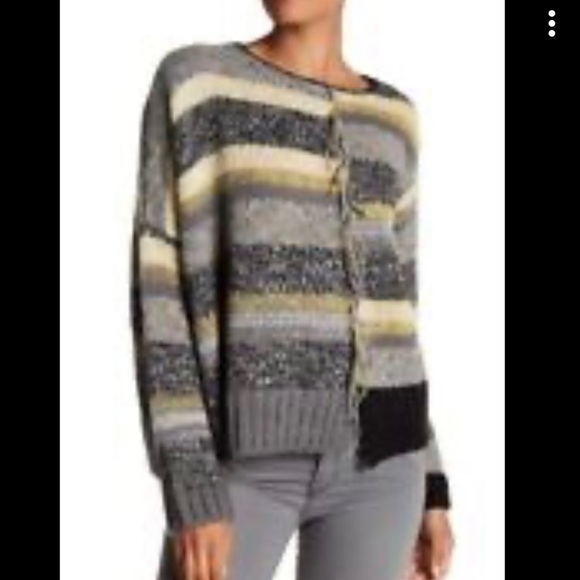 ZADIG & VOLTAIRE SWEATER JEMMA GRAY/YELLOW STRIPED KNIT PULLOVER SIZE Medium NWT - Picture 1 of 8